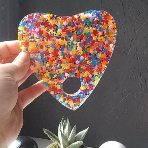 Handmade Rainbow Sprinkles Resin Ouija Planchette - Picture 10 of 11